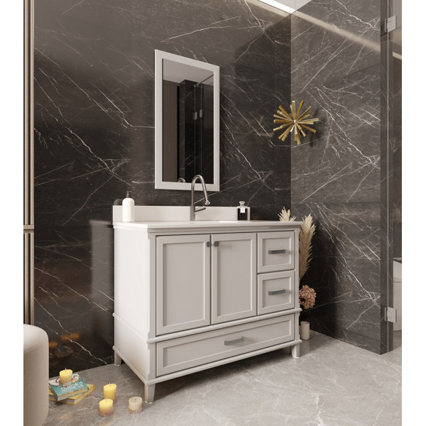Rosalind Wheeler Clabo 1050Mm Single Bathroom Vanity with White Quartz